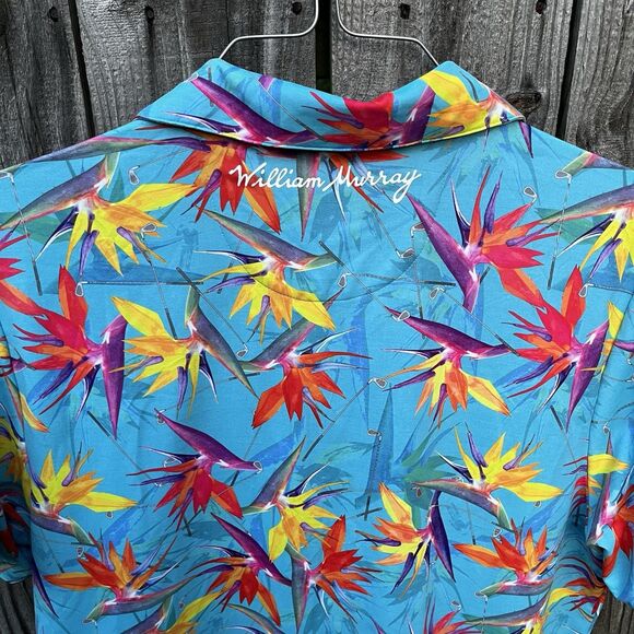 William Murray Birds Of A Feather Men’s Medium Golf Polo Blue Tropical Exotic - Picture 10 of 11